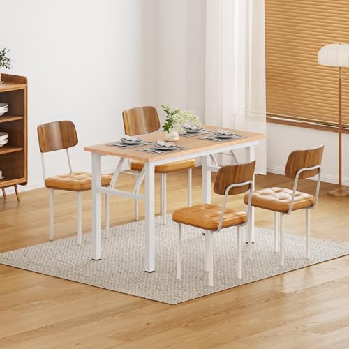 DlandHome 39.4 Inch Small Folding Computer Desk for Home Office, Pink Oak - color: Pink Oak + White, size: 39 Inches
