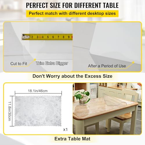VEVOR Clear Desk Cover Protector, 36 X 60 inch, 2 mm Rectangle Waterproof Thick Plastic Clear Pad Mat, Scratch Proof and Easy Cleaning for Office, Dresser, Night Stand - size: 36" x 60" (Rectangular)