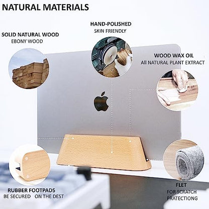 ACODE Wood Vertical Laptop Stand for Desk - Compatible With MacBook Pro Air, Surfaces - Storage Rack Slot Thickness 0.59" to 0.71" - Upright Holder - color: 1 Fagus lishizhijia
