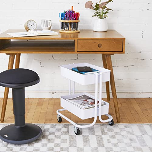 ECR4Kids 2-Tier Multipurpose Mobile Storage Utility Cart, White