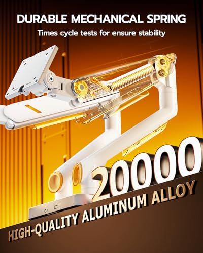 ARES WING 17-45 Inch Monitor Arm Ultrawide Dual Monitor Mount, White | Heavy Duty Mechanical Spring Monitor Stand Adjustable Arms Holds up to 44lbs, 75/100 VESA Mount with Clamp/Grommet Base - color: White, style: Non RGB