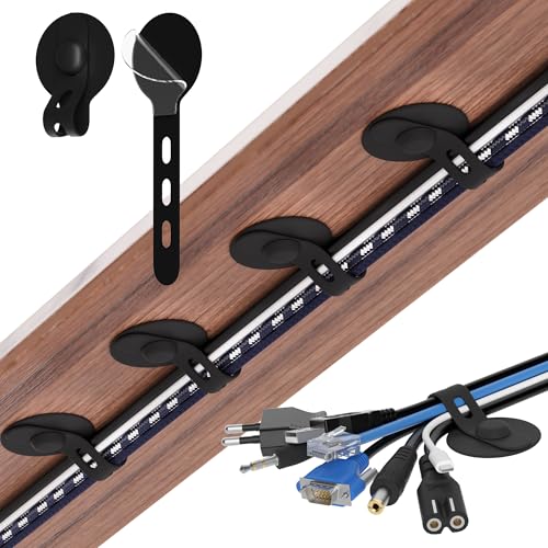 Cable Management Under Desk, Adhesive Cable Ties, 30Pack-Black - color: Black, size: 30 Pack