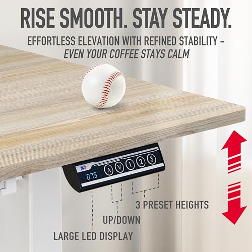 SHW Mobile Electric Height Adjustable Standing Desk w/Drawer, Maple | 40" Wide Top | w/ Memory Presets and Cable Management | Drawer with adjustable compartments | Hanging Hooks - color: Maple