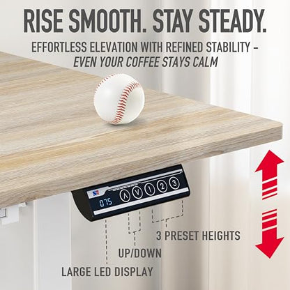 SHW Mobile Electric Height Adjustable Standing Desk w/Drawer, Maple | 40" Wide Top | w/ Memory Presets and Cable Management | Drawer with adjustable compartments | Hanging Hooks - color: Maple
