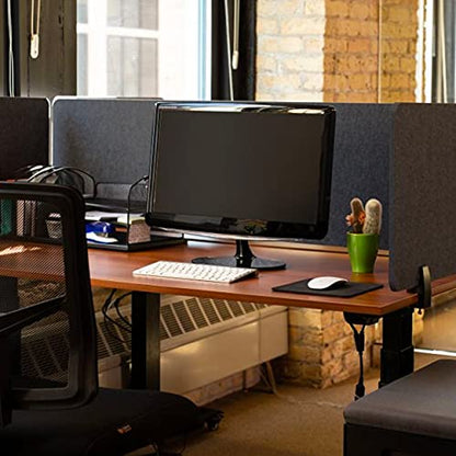 Stand Up Desk Store ReFocus Raw Clamp-On Acoustic Desk Divider Mounted Privacy Panel to Reduce Noise and Visual Distractions (Anthracite Gray, 47.25" x 16") - color: Anthracite Gray, size: 48" X 16"