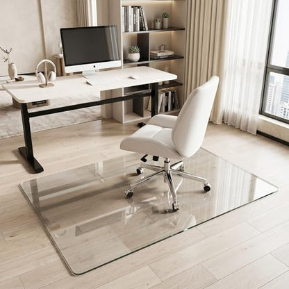 Tempered Glass Chair Mat for Hardwood Floor & Low Pile Carpet, 40" x 60" Heavy Duty Office Chair Mat with Non-Slip Pads, Scratch Resistant Floor Protector for Home Office - size: 40" x 60"