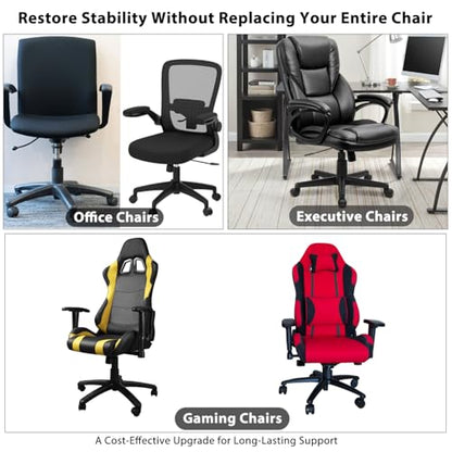 28" Heavy Duty Office Chair Base Replacement, Universal Swivel Chair Base with Gas Lift Cylinder & 60mm Casters, 350 lb Load Capacity for Office & Gaming Chairs