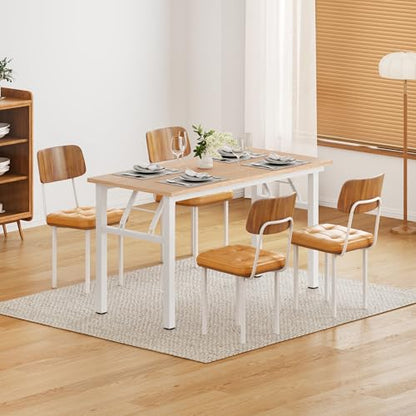 DlandHome 47 Inch Folding Computer Desk, Fully Assembled, Pink Oak - color: Pink Oak + White, size: 47 Inches