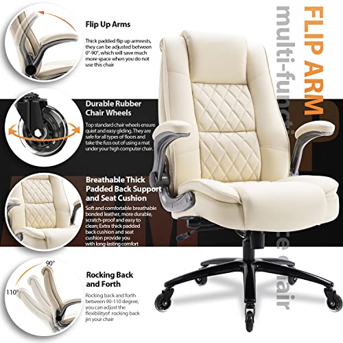High Back Office Chair, Ergonomic Executive Computer Desk Chair - color: Beige