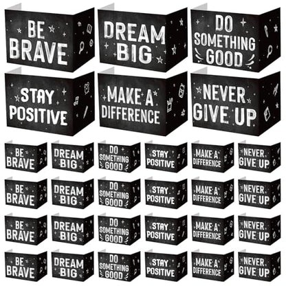 Honoson 24 Pcs Inspirational Privacy Folders for Students | Cardboard Desk Shields with Motivational Words, 6 Designs for Classroom Study, Tri-fold Exam Dividers, Bulk Test Boards - style: Monochromatic