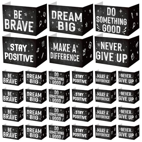 Honoson 24 Pcs Inspirational Privacy Folders for Students | Cardboard Desk Shields with Motivational Words, 6 Designs for Classroom Study, Tri-fold Exam Dividers, Bulk Test Boards - style: Monochromatic