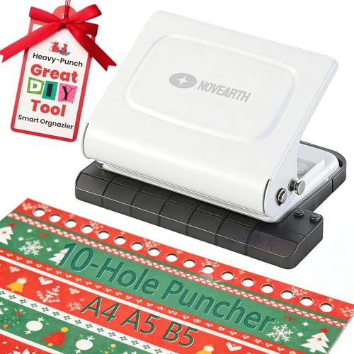 10-Hole Binding Machine for Planners, Metal Loose Leaf Punch Tool,26 Holes for B5, 30 for A4, 20 for A5 Paper, Handheld Manual Notebook Puncher for Home Office School DIY Project - color: White, size: M