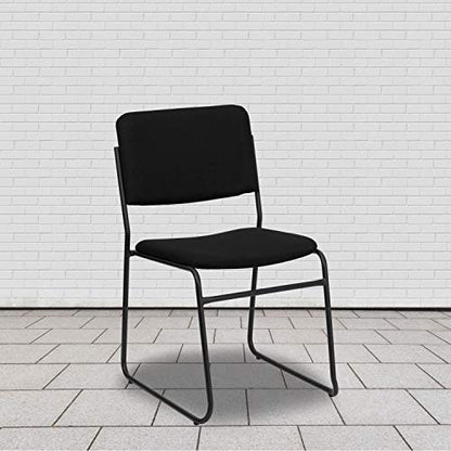 Flash Furniture Hercules Fabric Stackable Chair with Sled Base, Black | Fabric Upholstery, 500 LBS. Weight Capacity - color: Black Fabric/Black Frame, size: Set of 1