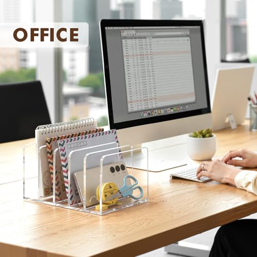 BEYGORM Acrylic Mail Holder, 5 Compartments Multifunction Desk Organizer - size: Large