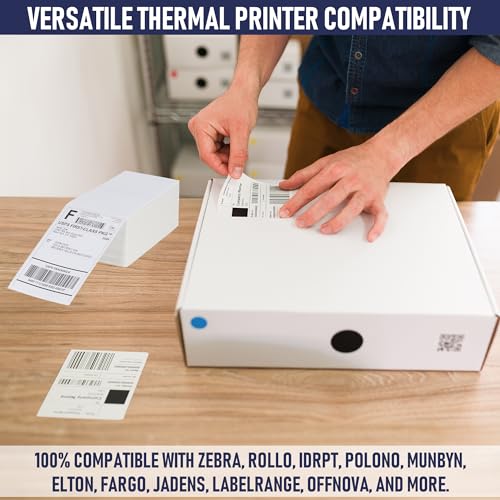 Thermal Shipping Labels 4x6, 1000 Labels/2 Stacks (500 per Stack) Commercial Grade with Permanent Adhesive, Fanfold Direct Thermal Printer Label Compatible with Zebra, Rollo, iDRPT, Polono, MUNBYN - style: Fanfold - 2 Stacks
