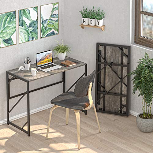 Elephance Folding Desk Writing Computer Desk for Home Office No-Assembly | Study Office Desk,Foldable Table for Small Spaces,31.5 Inch,Black Oak - color: Black Oak, size: 31.5 Inch