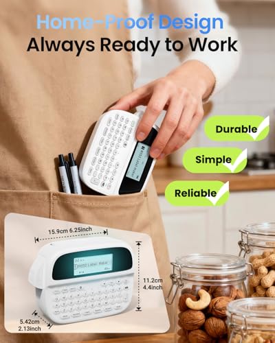 M950 Label Maker with 5PK Color Tape, Rechargeable Label Maker Waterproof-Labels, Handheld Electric Label Maker with Keyboard, Backlit & Bluetooth Labeler, for Home Kitchen Office School Kids Teachers