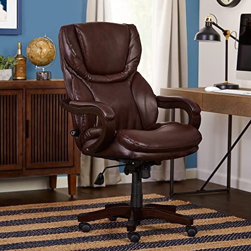Serta Big & Tall Executive Office Chair with Lumbar Support, Leather Chair | Conway, Ergonomic 350lb Capacity Computer Chair, High Back Home Desk Gaming Chair, Adjustable Height & Tilt, Chestnut Brown - color: Chestnut Brown