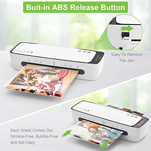 Qfun Laminator with Laminating Sheets 9 inch Portable Thermal Lamination - color: White