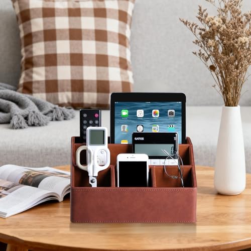 Desk Organizer Caddy Nightstand Organizer Desk Caddy Remote Holder - color: Brown