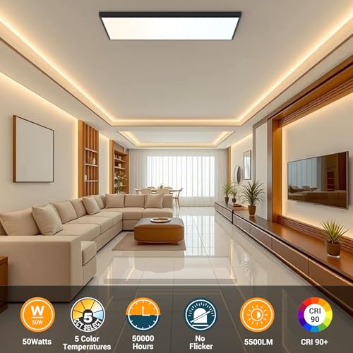 GT-Lite 2'x4'5500 Lumen LED Flat Panel,Flush Mount and Drop Ceiling - color: Black 1 Pack, size: 2x4 Feet