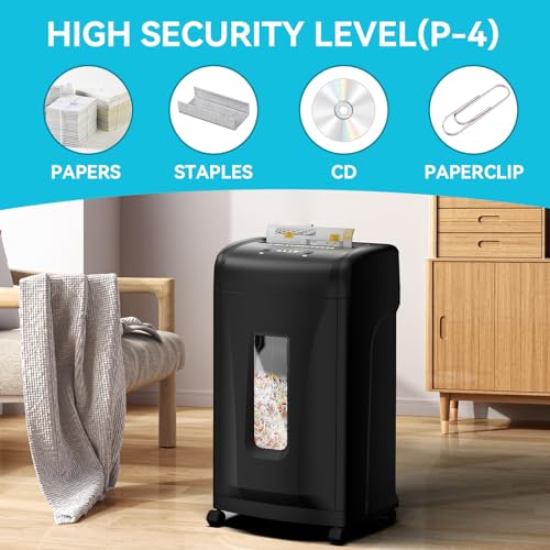 Large Commercial Heavy Duty 22-Sheet High Security Cross-Cut Paper Shredder with 9.24 Gallon Pullout Waste Bin, Quiet Office Shredding for Documents, Staples, Credit Cards