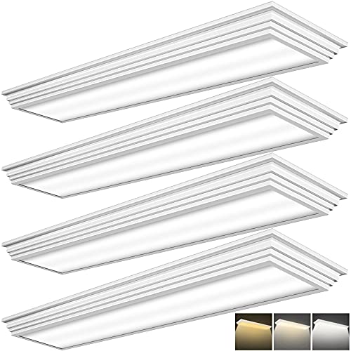 FAITHSAIL Dimmable 4FT LED Wraparound Light, 3 Color Temperature 3000K/4000K/5000K CCT 50W 5500LM 4 Foot Kitchen LED Light Fixture, Flush Mount 48 Inch Linear Ceiling Lighting Fixture, 4 Pack - size: 4 FT-4 Pack