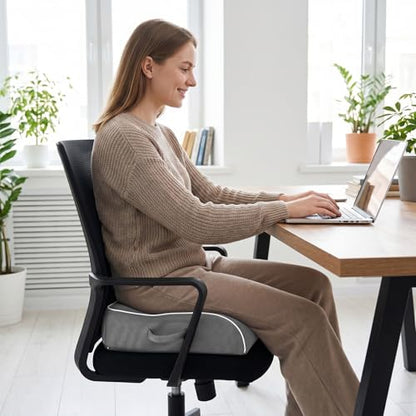 Thick Chair Cushions, Office Booster Seat Cushion to Tailbone Pain Relief, Non Slip Memory Thick Foam Cushion with Carry Handle 6"-Grey - color: Grey, size: 18"x16"x6"