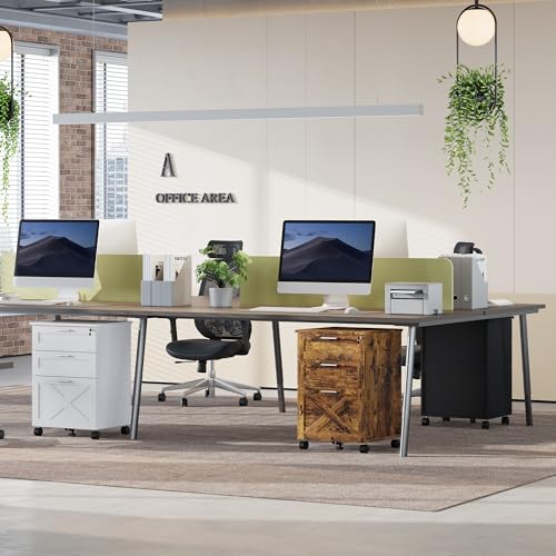 Garvee 3-Drawer Mobile File Cabinet with Lock, Under Desk Storage Drawers - color: Rustic Brown