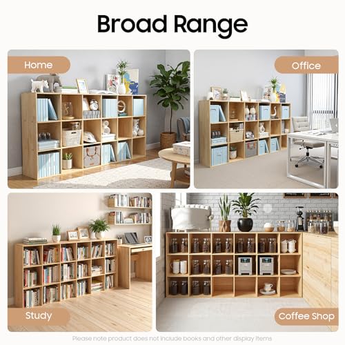 18 Cube Storage Organizer, Solid Wood Bookshelf with Back Panel, Floor Standing Open Bookcase, Vertical or Horizontal Shelf Unit for Living Room Office (18-Cube) - size: 18-Cube