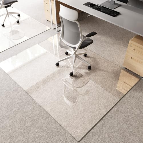 Tempered Glass Chair Mat for Carpet 72"x54", Floor Protector | Ultra Clear Office Chair Mat for Hardwood Floors & Carpets, Heavy Duty 0.2" Scratch-Resistant Surface with Non-Slip Pads - size: 72"x54"