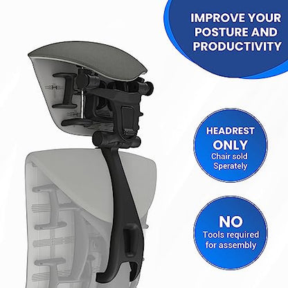 OFFICE LOGIX SHOP Embody Headrest Compatible with Herman Miller Embody Chair (Grey Rhythm Fabric/Graphite Frame) - color: Grey Rythem Fabric/Graphite Frame