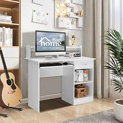 Karl home Computer Desk Study Writing Desk, White - color: White, size: with Keyboard 1