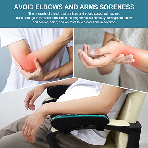 Office Chair Armrest Pads, Cooling Gel Computer Chair Arm Pads, Memory Foam Ergonomic Armrest Cushion for Gaming (2 Pack)