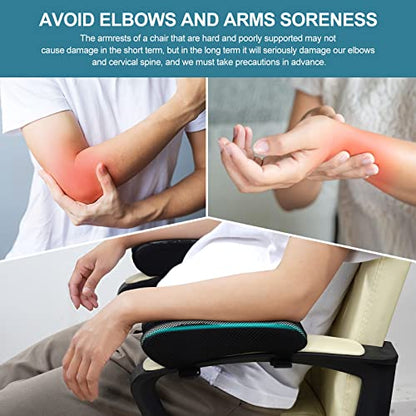 Office Chair Armrest Pads, Cooling Gel Computer Chair Arm Pads, Memory Foam Ergonomic Armrest Cushion for Gaming (2 Pack)