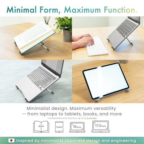 BELLEMOND Adjustable Laptop Stand | Foldable Aluminum Riser | X-Frame Ergonomic Japanese Design | Fits MacBook Pro/Air, Dell, Lenovo & 10–17.3” Laptops | Portable & Lightweight | Midnight Black - color: Midnight Black