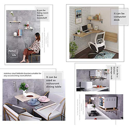 24 Inch Folding Shelf Brackets, 2 Pack Stainless Steel Heavy Duty L Bracket - color: Silver, size: 24 Inch