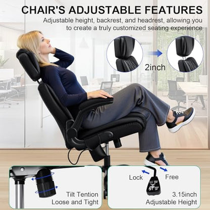 HOFFREE Comfy Computer Chair with Adjustable Lumbar Support (Black) - color: Dark