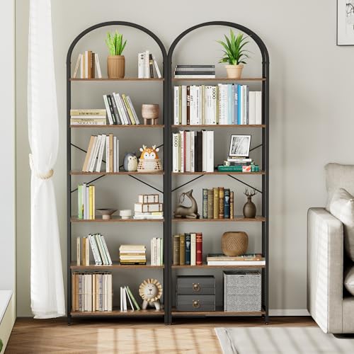 Homhedy 6-Tier Arched Bookshelf, Display Racks, Tall Book Shelf, 73.6" H - size: 6 Tier -23.6"W
