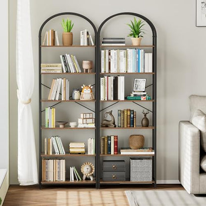 Homhedy 6-Tier Arched Bookshelf, Display Racks, Tall Book Shelf, 73.6" H - size: 6 Tier -23.6"W