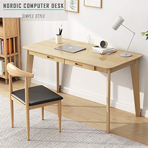 IOTXY Solid Wood Writing Desk - Home Office Laptop Computer Table, Oak - color: Oak, size: 120CM