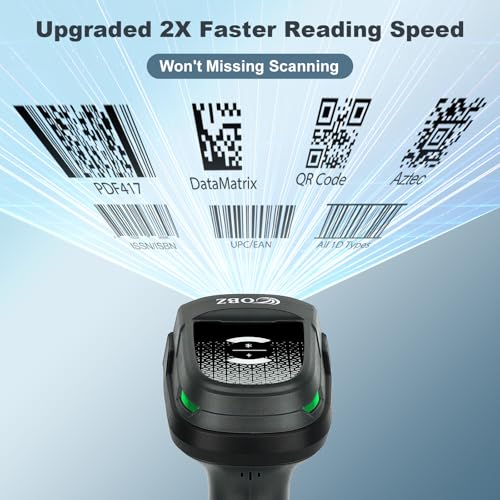OBZ Bluetooth Barcode Scanner Handheld 1D 2D QR Code Scanner with 2.4G Wireless Strong Decoding for iOS Android Windows PC POS Smartphone Tablet,Portable for Library,Warehouse,Supermarket,Inventory - style: Bluetooth scanner