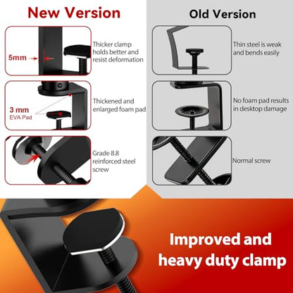 Pair of Desktop Speaker Stands 9"-14" Clamp Studio Monitor Stands | Height Adjustable, Clamp-on, Desk Mount Speaker Riser, Home Audio - size: Basic