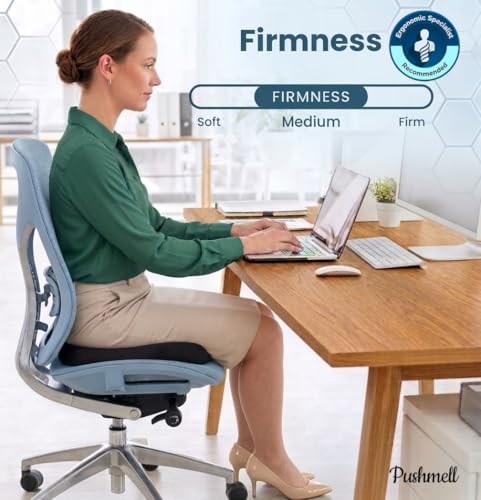 Premium Memory Foam Gel Seat Cushion for Tailbone, Coccyx, Back & Sciatica Pain Relief – Fits 17.5” x 14” Seats, Ergonomic Office & Desk Chair Cushions for Home, Car – Includes Bonus Extra Cover
