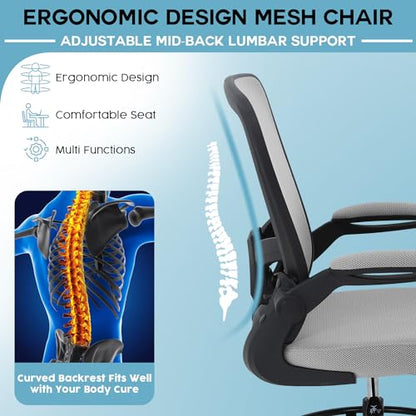 PayLessHere Ergonomic Drafting Chair Tall Office Chair High Adjustable Standing Desk Chair with Lumbar Support Mesh Back Footrest Flip-Up Arms for Office Computer Desk Standing Desk, Grey - color: Grey