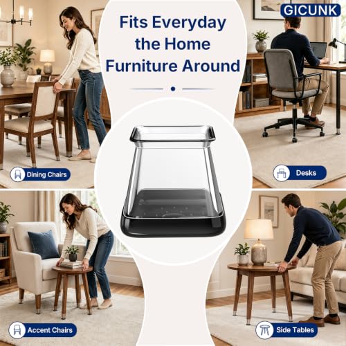 GICUNK 28 Pcs Chair Leg Floor Protectors for Carpet Square Clear - size: Square XL