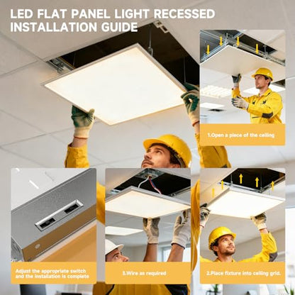 48 Pack 2x2 LED Flat Panel Lights with 5CCT Selectable, 4800LM, ETL | 40W/35W/30W/25W/20W,6500K/5000K/4000K/3500K/3000K,0-10V Dimmable, LED Drop Ceiling Fixtures for Office Meeting Classroom - size: 2x2FT 48PACK