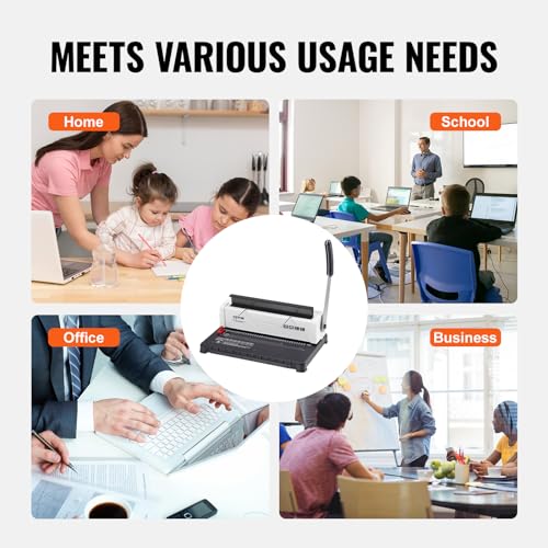 VEVOR Coil Spiral Binding Machine, Manual Book Maker 34-Holes Binding 120 Sheets, Punch Binder Adjustable 3/16" - 9/16" Coil Binding Spines, for Letter Size, A4, A5 - style: Wire Binding