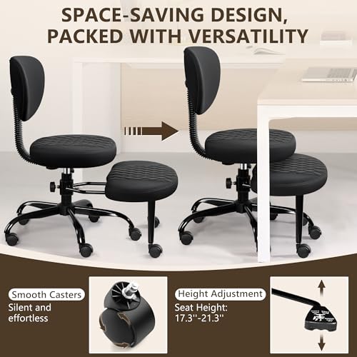 AtHope Ergonomic Cross Legged Office Chair with Wheels - Adjustable Height for Meditation, ADHD Desk & Yoga - Wide Criss Cross Design with Lumbar Support, Kneeling Chair - Black - color: Black