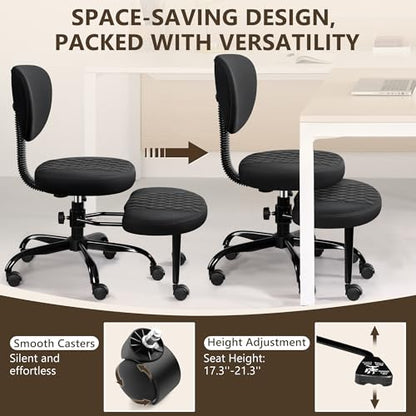 AtHope Ergonomic Cross Legged Office Chair with Wheels - Adjustable Height for Meditation, ADHD Desk & Yoga - Wide Criss Cross Design with Lumbar Support, Kneeling Chair - Black - color: Black
